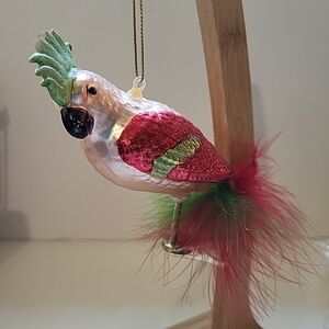 Glass Parrot Bird Ornament